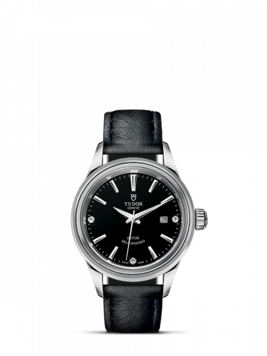 Tudor Style 28 Stainless Steel / Black-Diamond / Strap M12100-0008