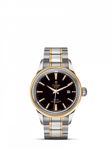 Tudor Style 28 Stainless Steel / Yellow Gold / Black / Bracelet M12103-0003