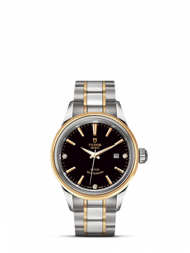 Tudor Style 28 Stainless Steel / Yellow Gold / Black-Diamond / Bracelet M12103-0006