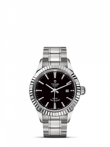 Tudor Style 28 Stainless Steel / Fluted / Black / Bracelet M12110-0003