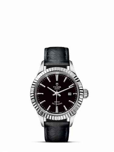 Tudor Style 28 Stainless Steel / Fluted / Black / Strap M12110-0022