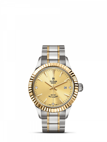 Tudor Style 28 Stainless Steel / Yellow Gold / Fluted / Champagne-Diamond / Bracelet M12113-0007
