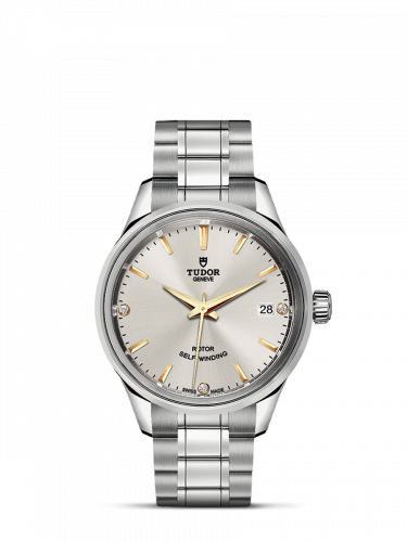 Tudor Style 34 Stainless Steel / Silver-Diamond / Bracelet M12300-0019