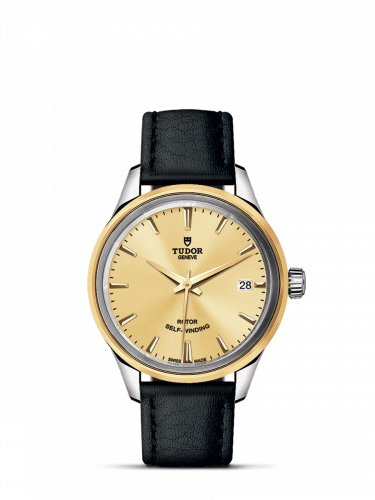 Tudor Style 34 Stainless Steel / Yellow Gold / Champagne / Strap M12303-0007