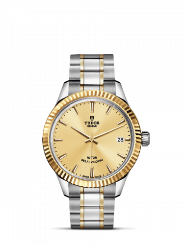 Tudor Style 34 Stainless Steel / Yellow Gold / Fluted / Champagne / Bracelet M12313-0001