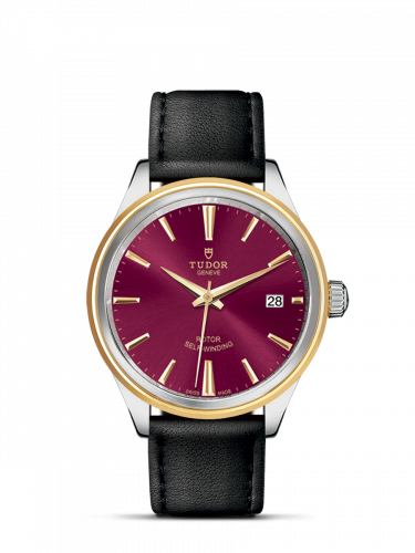 Tudor Style 38 Stainless Steel / Yellow Gold / Burgundy / Strap M12503-0014