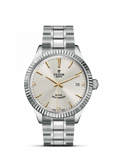 Tudor Style 38 Stainless Steel / Fluted / Silver-Diamond / Bracelet M12510-0011