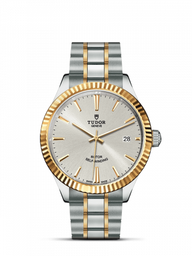 Tudor Style 38 Stainless Steel / Yellow Gold / Fluted / Silver / Bracelet M12513-0003