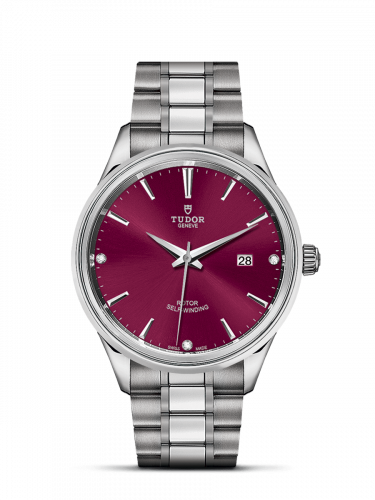 Tudor Style 41 Stainless Steel / Burgundy-Diamond / Bracelet M12700-0015