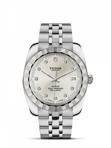 Tudor Classic 38 Stainless Steel / Fluted / Silver-Diamond / Bracelet M21010-0012