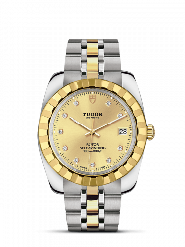 Tudor Classic 38 Stainless Steel / Yellow Gold / Fluted / Champagne-Diamond / Bracelet M21013-0007