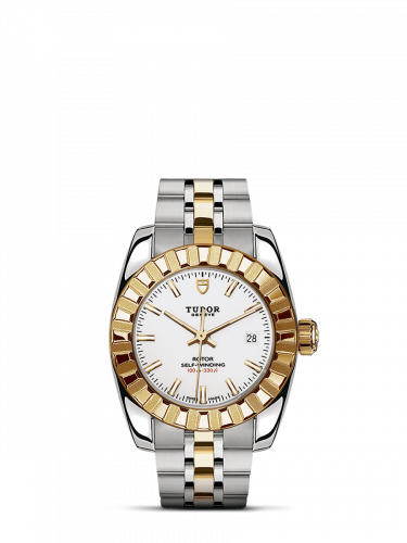 Tudor Classic 28 Stainless Steel / Yellow Gold / Fluted / White / Bracelet M22013-0004