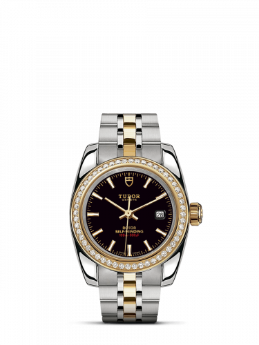Tudor Classic 28 Stainless Steel / Yellow Gold / Diamond / Black / Bracelet M22023-0007