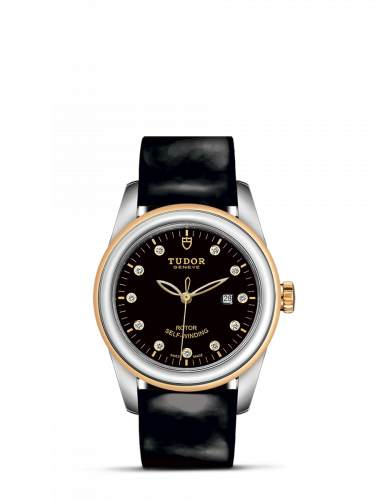 Tudor Glamour Date 31 Stainless Steel / Yellow Gold / Black-Diamond / Strap M53003-0020