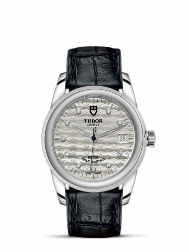Tudor Glamour Date 36 Stainless Steel / Jacquard Silver-Diamond / Strap M55000-0058