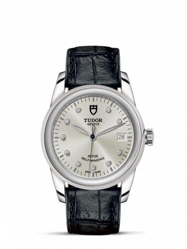 Tudor Glamour Date 36 Stainless Steel / Silver-Diamond / Strap M55000-0076