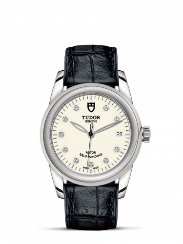 Tudor Glamour Date 36 Stainless Steel / Opaline-Diamond / Strap M55000-0116