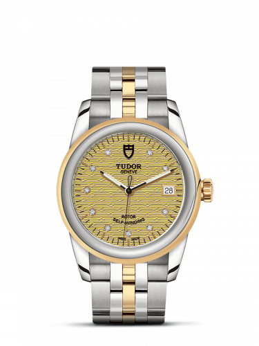 Tudor Glamour Date 36 Stainless Steel / Yellow Gold / Jacquard Champagne-Diamond / Bracelet M55003-0004