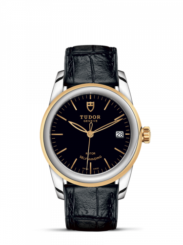 Tudor Glamour Date 36 Stainless Steel / Yellow Gold / Black / Strap M55003-0029