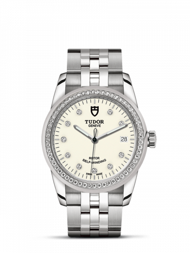 Tudor Glamour Date 36 Stainless Steel / Diamond / Opaline-Diamond / Bracelet M55020-0096
