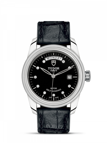 Tudor Glamour Day + Date Stainless Steel / Black-Diamond / Strap M56000-0049