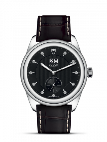 Tudor Glamour Double Date Stainless Steel / Black-Diamond / Strap M57100-0019