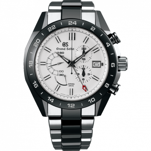 Grand Seiko Spring Drive Chronograph Titanium / Ceramic / White / Bracelet / Black Ceramics Collection SBGC221
