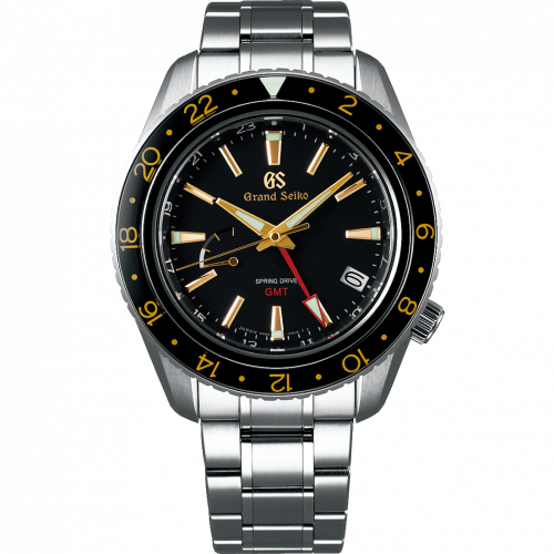 Grand Seiko Spring Drive GMT Stainless Steel / Black / Bracelet SBGE215