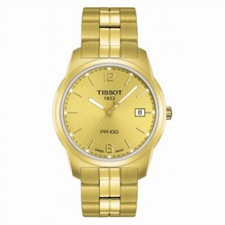 Tissot PR 100 Quartz 38 Yellow Gold PVD / Champagne / Bracelet T049.410.33.027.00