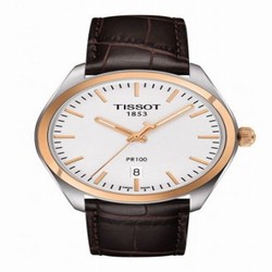 Tissot PR 100 Quartz 39 Stainless Steel / Yellow Gold PVD / Silver / Strap T101.410.26.031.00