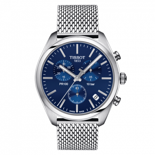 Tissot PR 100 Chronograph Quartz 41 Stainless Steel / Blue / Milanese T101.417.11.041.00