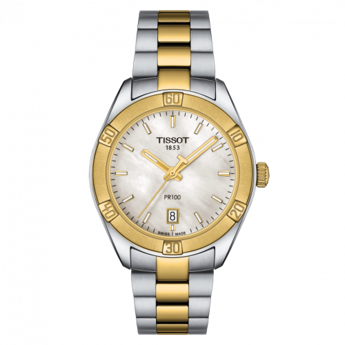 Tissot PR 100 Sport Chic 36 Stainless Steel / Yellow Gold PVD / MOP / Bracelet T101.910.22.111.00