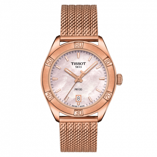 Tissot PR 100 Sport Chic 36 Rose Gold PVD / MOP / Mesh T101.910.33.151.00