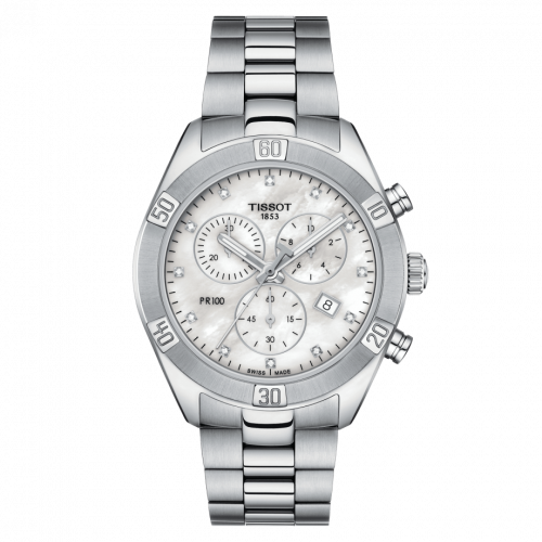 Tissot PR 100 Sport Chic Chronograph 38 Stainless Steel / MOP / Bracelet T101.917.11.116.00