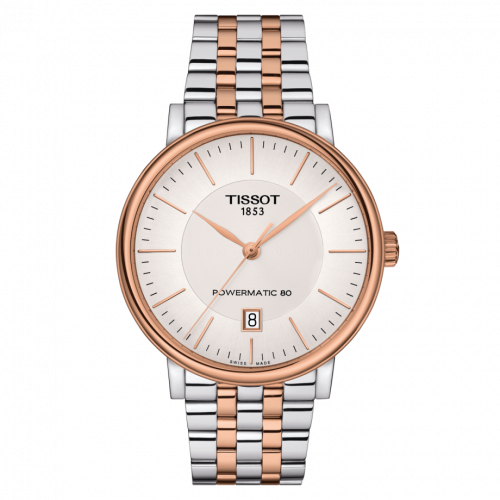 Tissot Carson Premium Powermatic 80 Stainless Steel / Rose Gold PVD / Silver / Bracelet T122.407.22.031.01