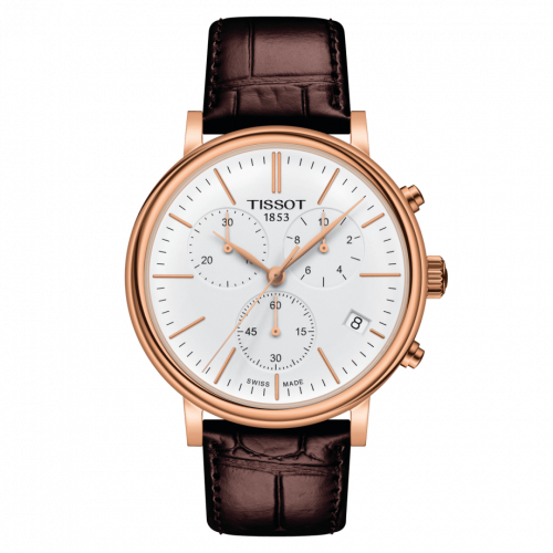 Tissot Carson Premium Chronograph Quartz 41 Rose Gold PVD / Silver / Strap T122.417.36.011.00
