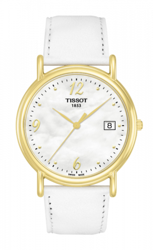 Tissot Carson Quartz 33.7 Yellow Gold / MOP / Strap T71.3.429.74
