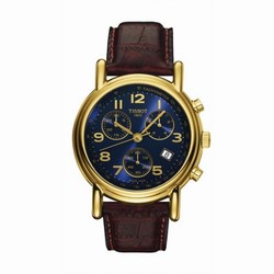 Tissot Carson Chronograph Quartz 39.7 Yellow Gold / Blue / Strap T71.3.442.42