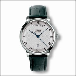 Limes Pharo DayDate - silvered - black leather strap U6282C-LA2.3