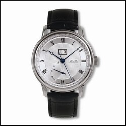 Limes Pharo BigDate - Silvered / black leather strap U6282C-LA4.3