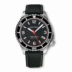 Archimede SportTaucher Stainless Steel / Black / Black Leather UA8974-TS-A1.5