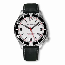 Archimede SportTaucher Stainless Steel / White / Black Leather UA8974-TS-A3.5