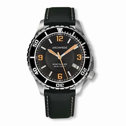 Archimede SportTaucher Stainless Steel / Black / Black Leather UA8974-TS-A4.5