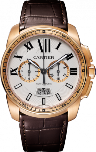 Cartier Calibre de Cartier Chronograph Stainless Pink Gold / Silver W7100044