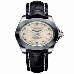 Breitling Galactic 32 Sleek Edition Stainless Steel / Pearl / Croco W7133012/A800/777P/A14BA.1