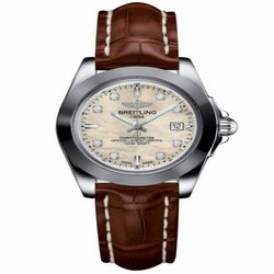 Breitling Galactic 32 Sleek Edition Stainless Steel / Pearl Diamond / Croco W7133012/A801/778P/A14BA.1