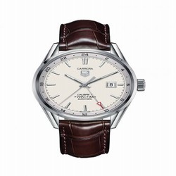 TAG Heuer Calibre 7 Twin Time Stainless Steel / Silver / Alligator WAR2011.FC6291