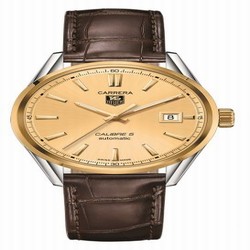 TAG Heuer Carrera Calibre 5 39 Stainless Steel / Yellow Gold / Champagne / Alligator WAR215A.FC6181