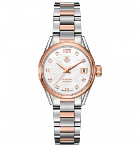 TAG Heuer Carrera Calibre 9 28 Stainless Steel / Rose Gold / MOP - Diamond / Bracelet WAR2452.BD0777