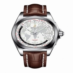 Breitling Galactic Unitime Stainless Steel / SleekT / Antarctica White / Croco WB3510U0.A777.739P